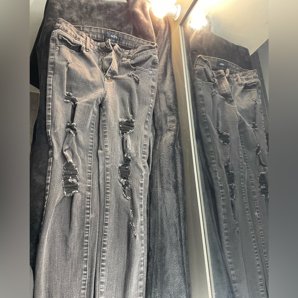 Aeropostale Black Distressed Skinny Jeans